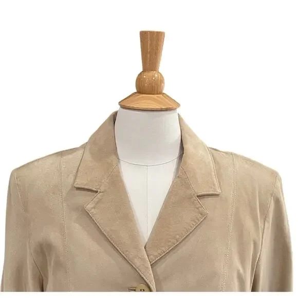 Vintage Liz Claiborne Beige/Tan Suede Blazer / Jacket, Pockets, Size XL - Picture 2 of 14
